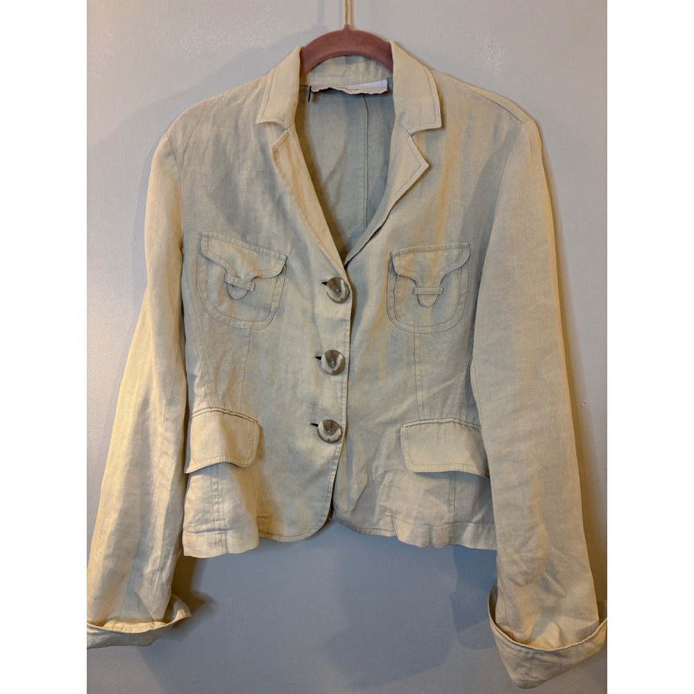 Cacharel Beige Linen Blazer Jacket 42 S M